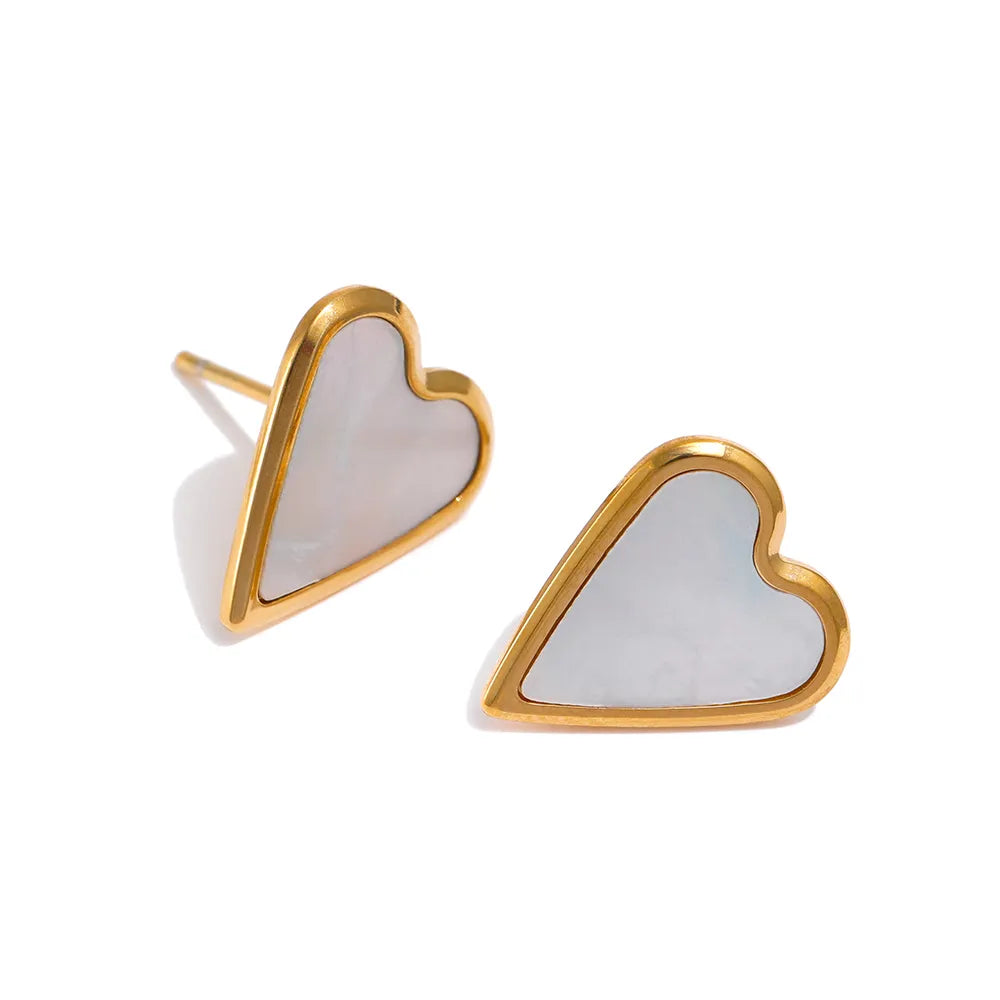 Heart Inlay Stud Earrings