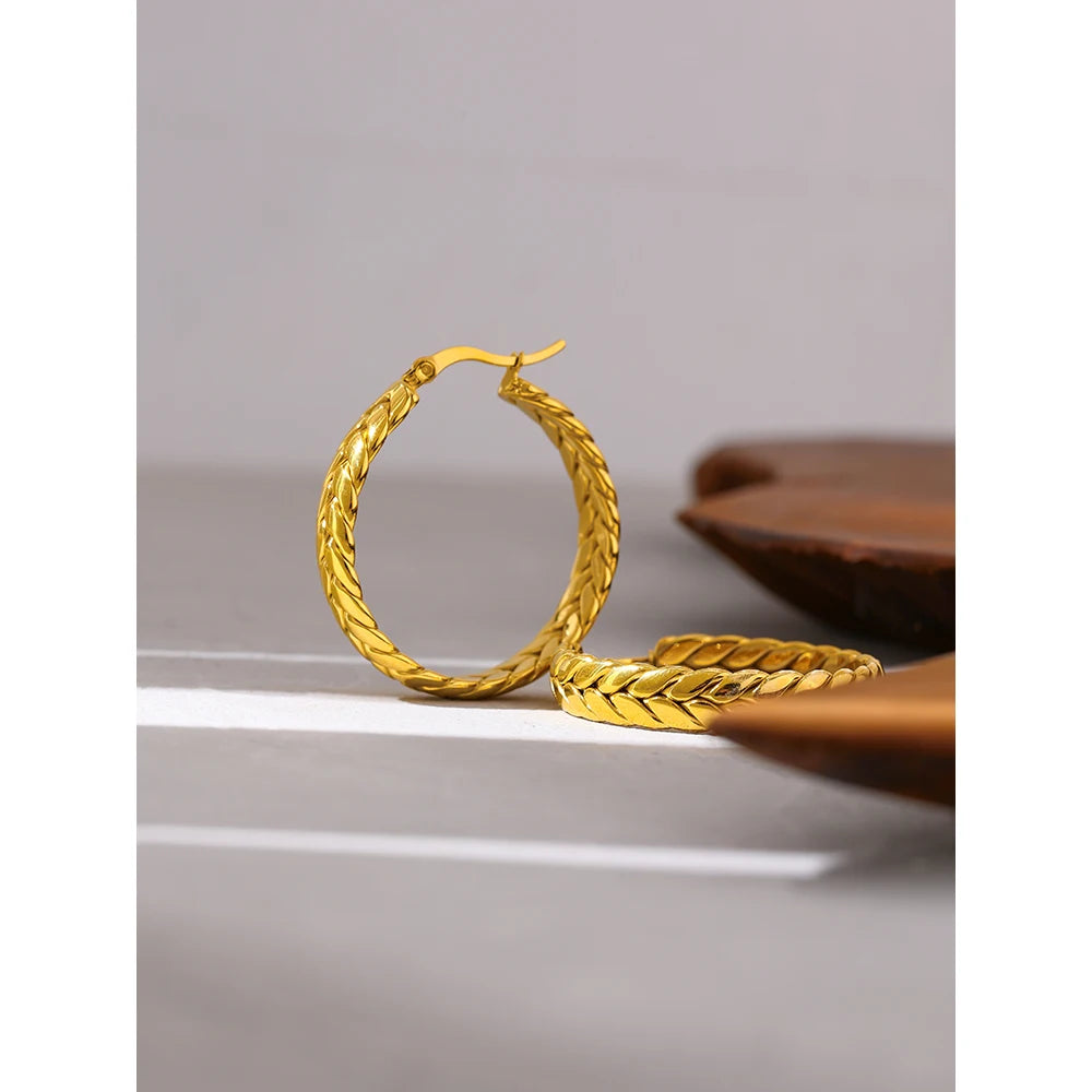 Woven Chain Hoop Earrings