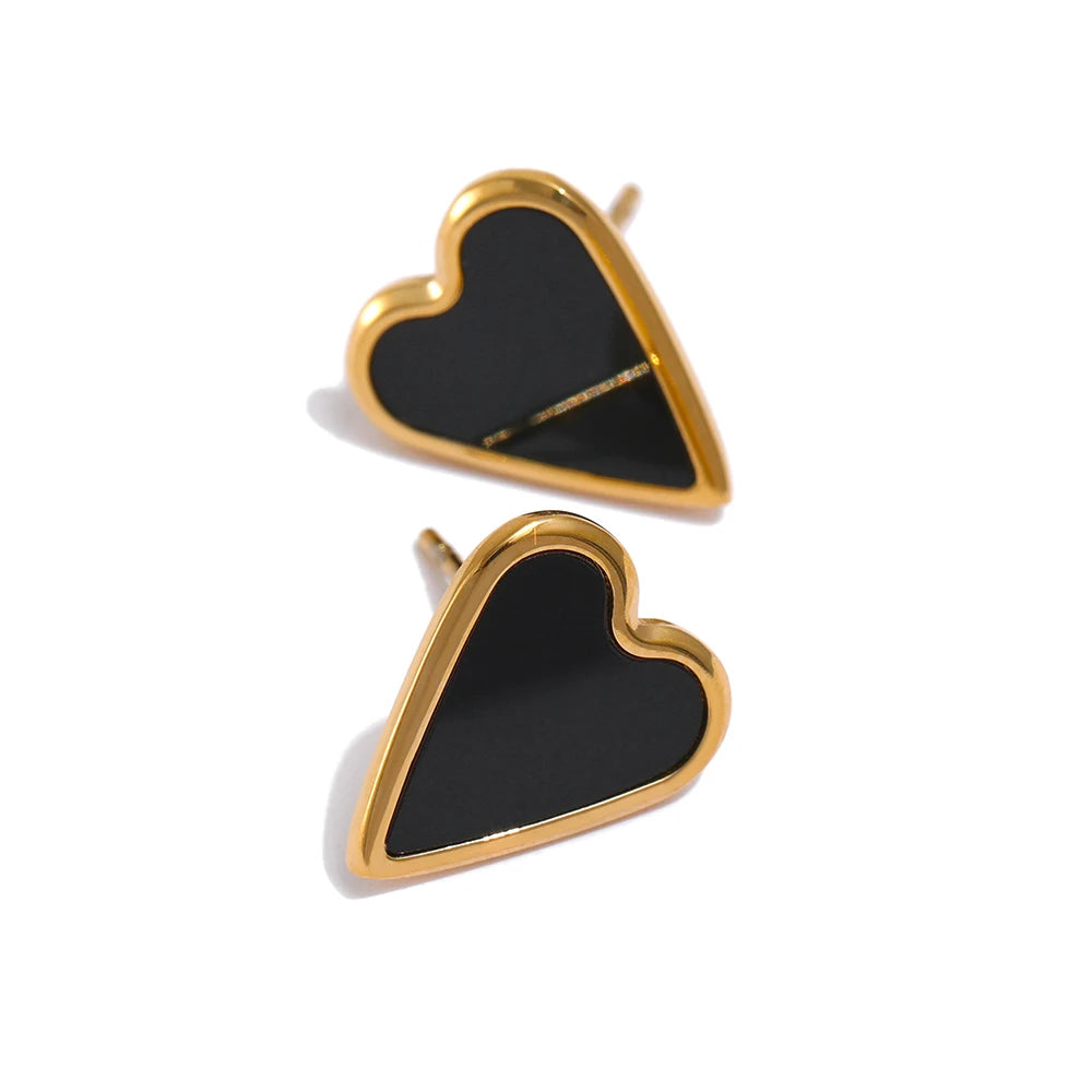 Heart Inlay Stud Earrings