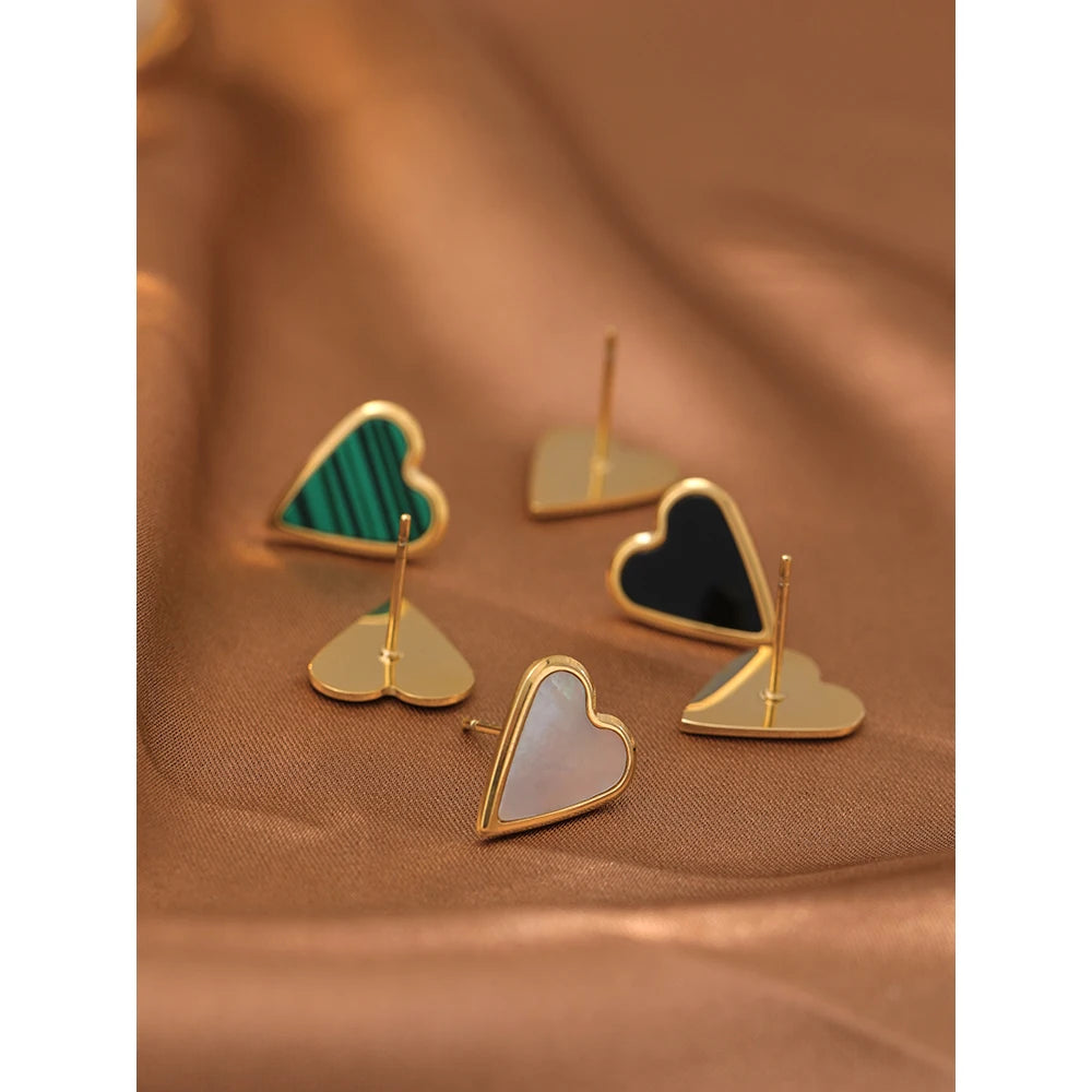 Heart Inlay Stud Earrings