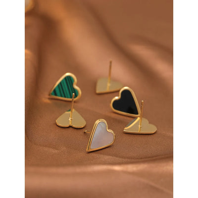 Heart Inlay Stud Earrings