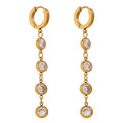 CZ Bezel Long Earrings