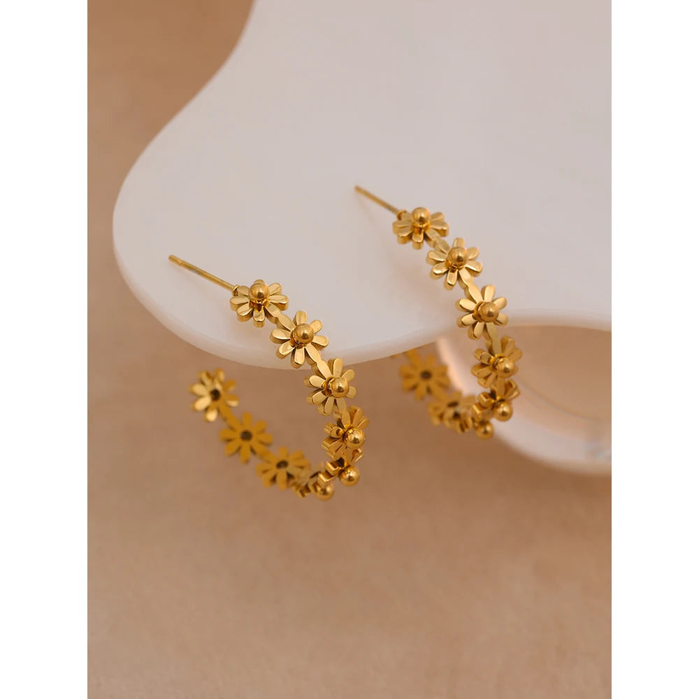 Flower Hoop Earrings