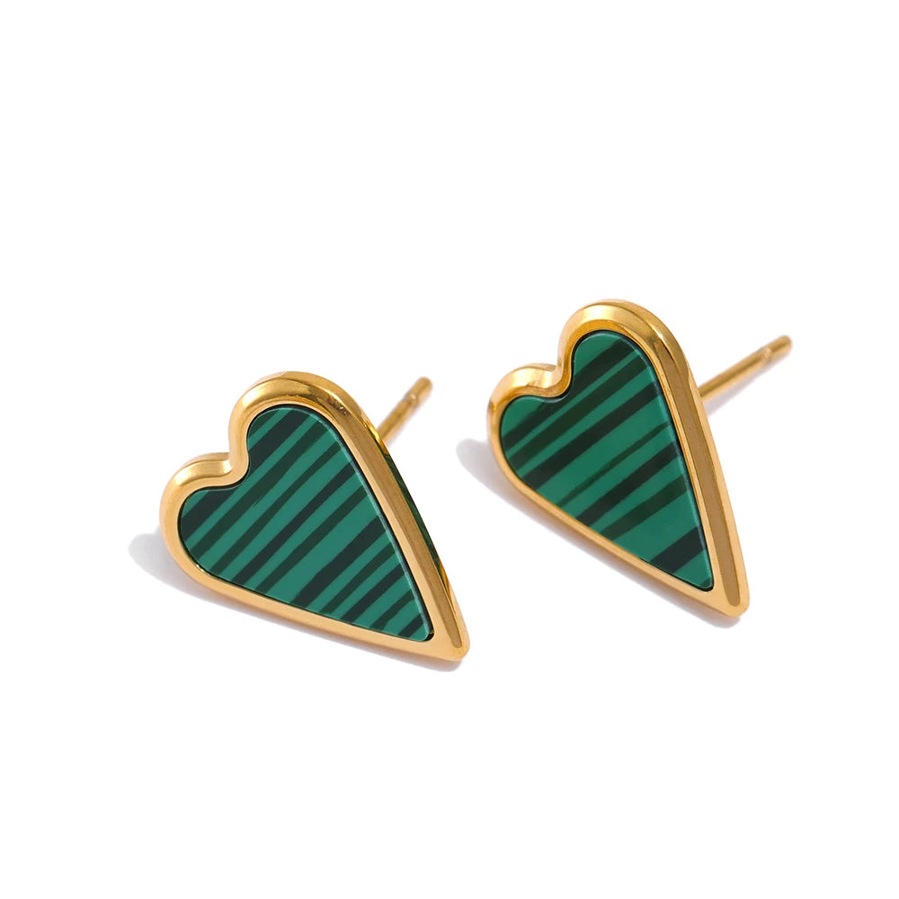 Heart Inlay Stud Earrings