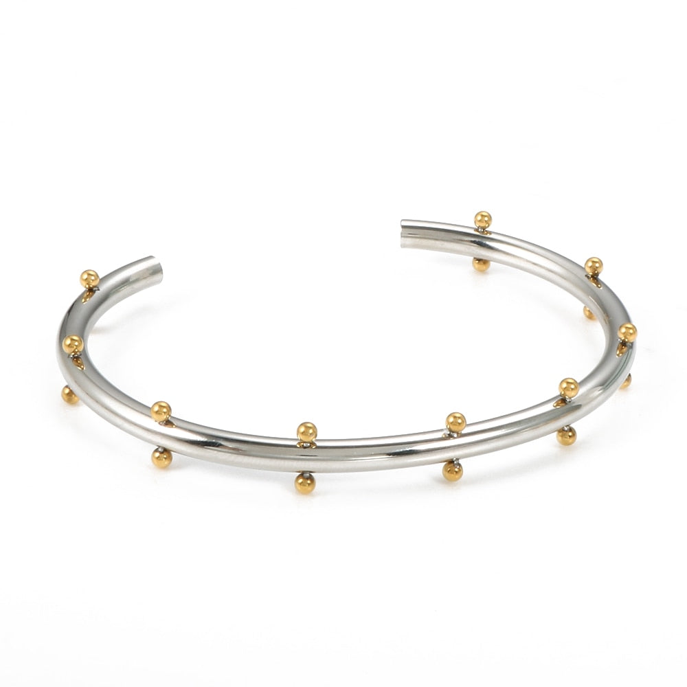 Bead Ball Stainless Steel Cuff Bracelet