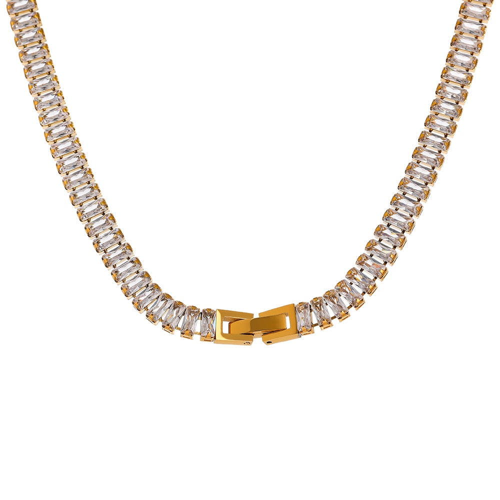 CZ Baguette Tennis Necklace