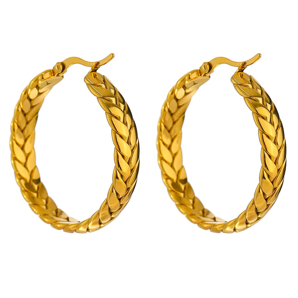 Woven Chain Hoop Earrings