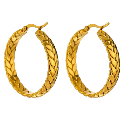 Woven Chain Hoop Earrings