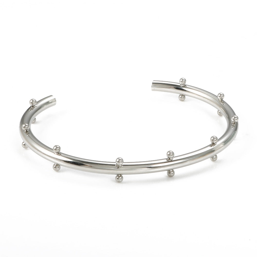 Bead Ball Stainless Steel Cuff Bracelet