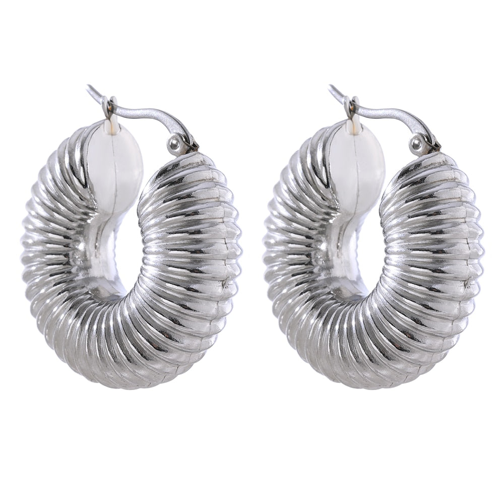 Thick Ribbed Stainless Steel Hoops