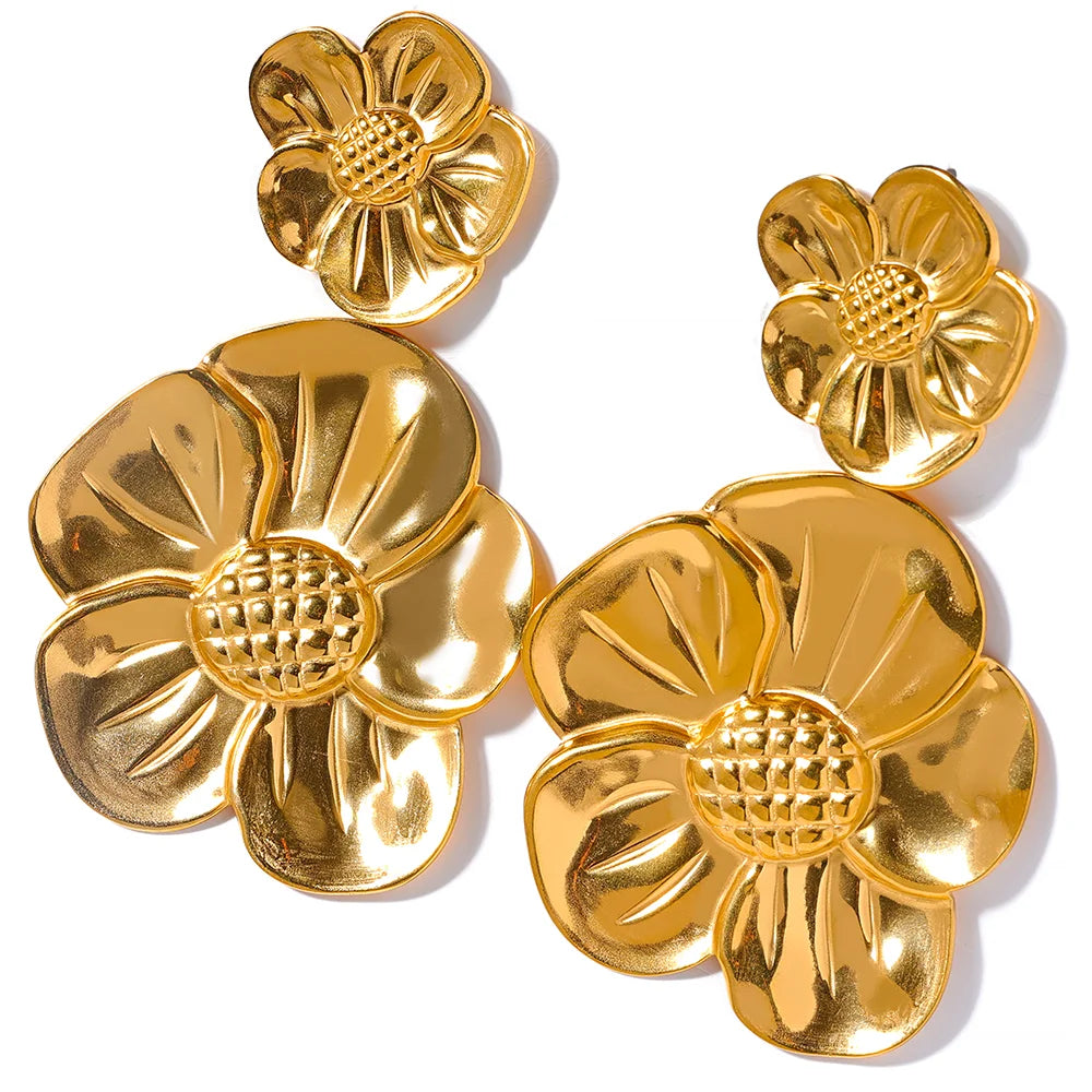 Big Flower Drop Earrings