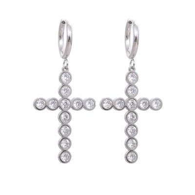 CZ Cross Hoop Earrings