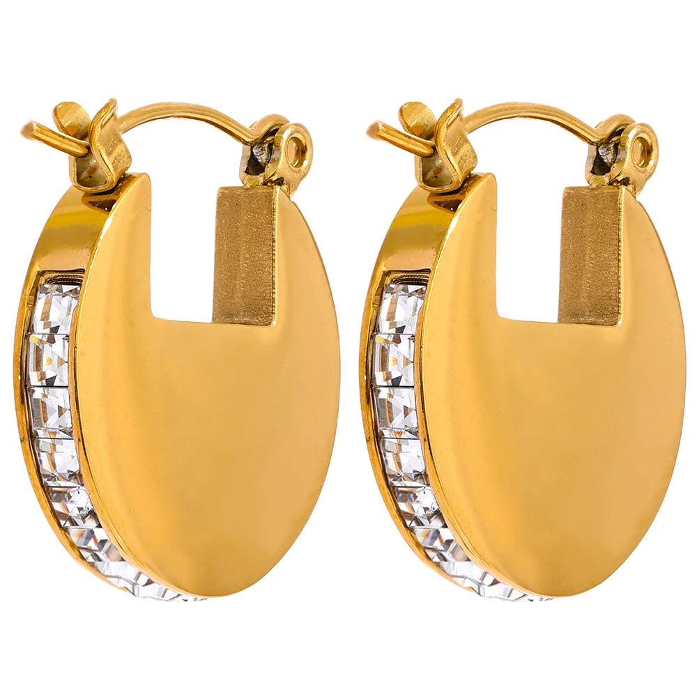 Round CZ Hoop Earrings