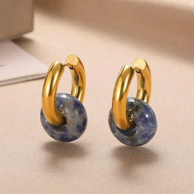 Donut Stone Hoop Earrings