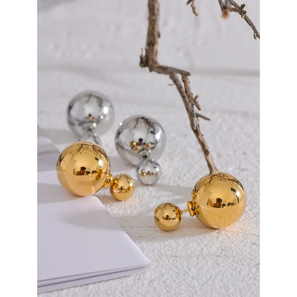 Double Bead Stud Earrings