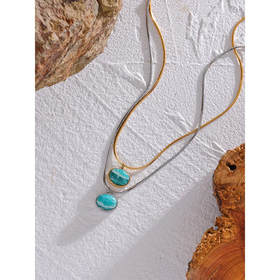 Oval Amazonite Pendant Necklace