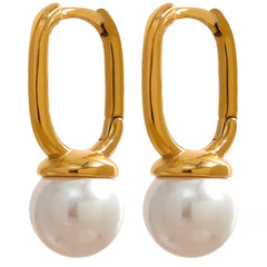 Faux Pearl Hoop Earrings