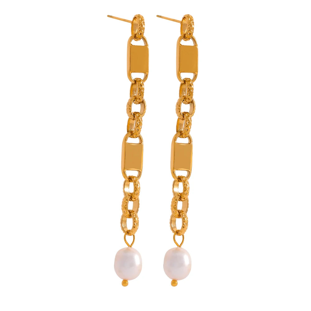 Pearl Chain Drop Earring