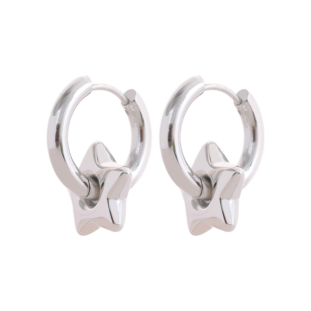 Charm Stainless Steel Huggie Earrings