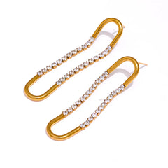 Oval Chain CZ Earrings