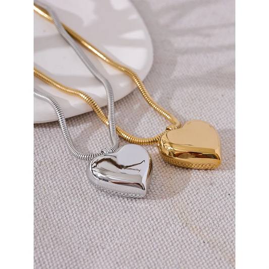 Large Puffed Heart Necklace