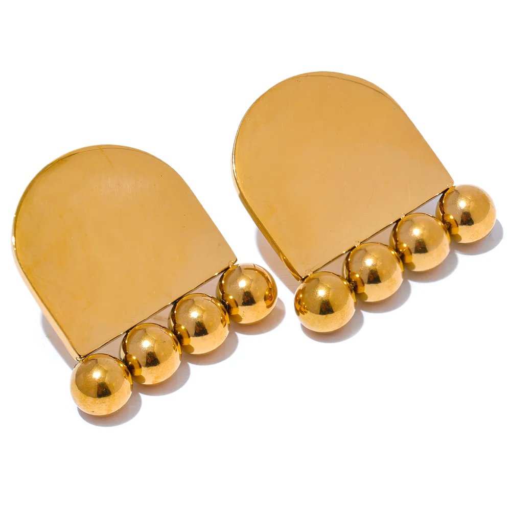 Plate Beads Stud Earrings