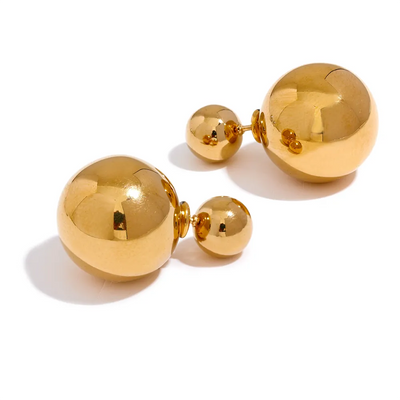 Double Bead Stud Earrings