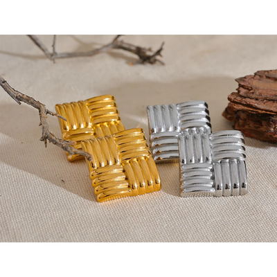 Vintage Square Geometric Stud Earrings