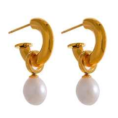 Natural Pearl Charm Drop Earrings