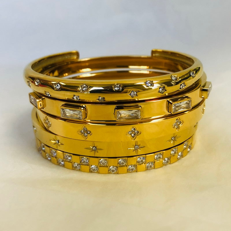 CZ Stainless Steel Stack Bangles