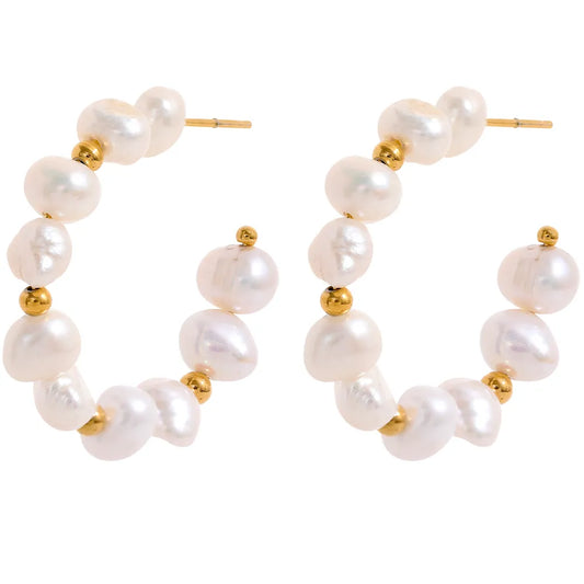 Natural Pearls Hoop Earrings