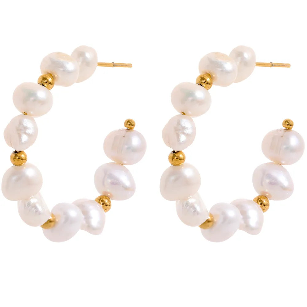 Natural Pearls Hoop Earrings