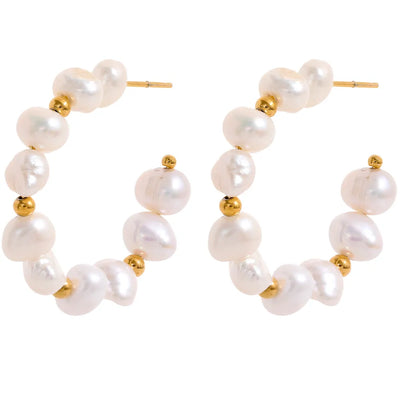 Natural Pearls Hoop Earrings