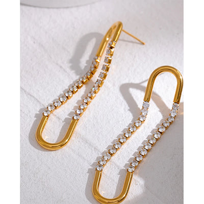 Oval Chain CZ Earrings