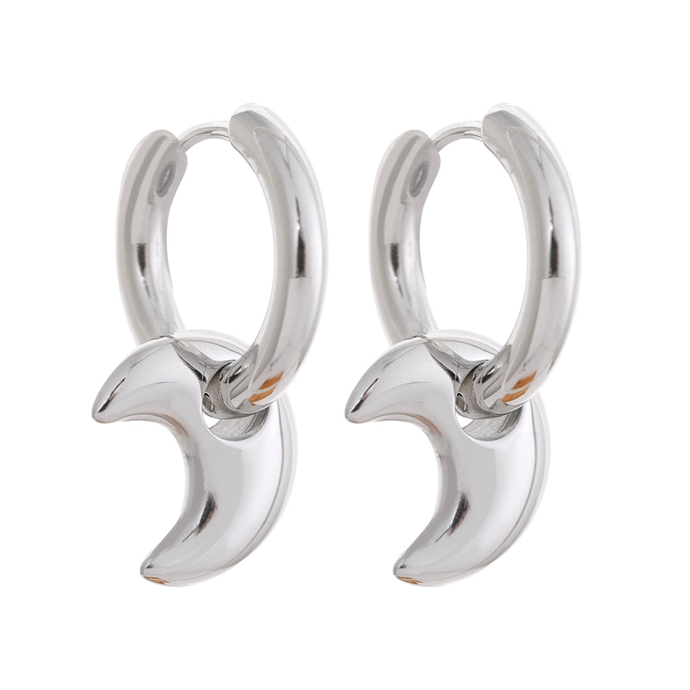 Charm Stainless Steel Huggie Earrings