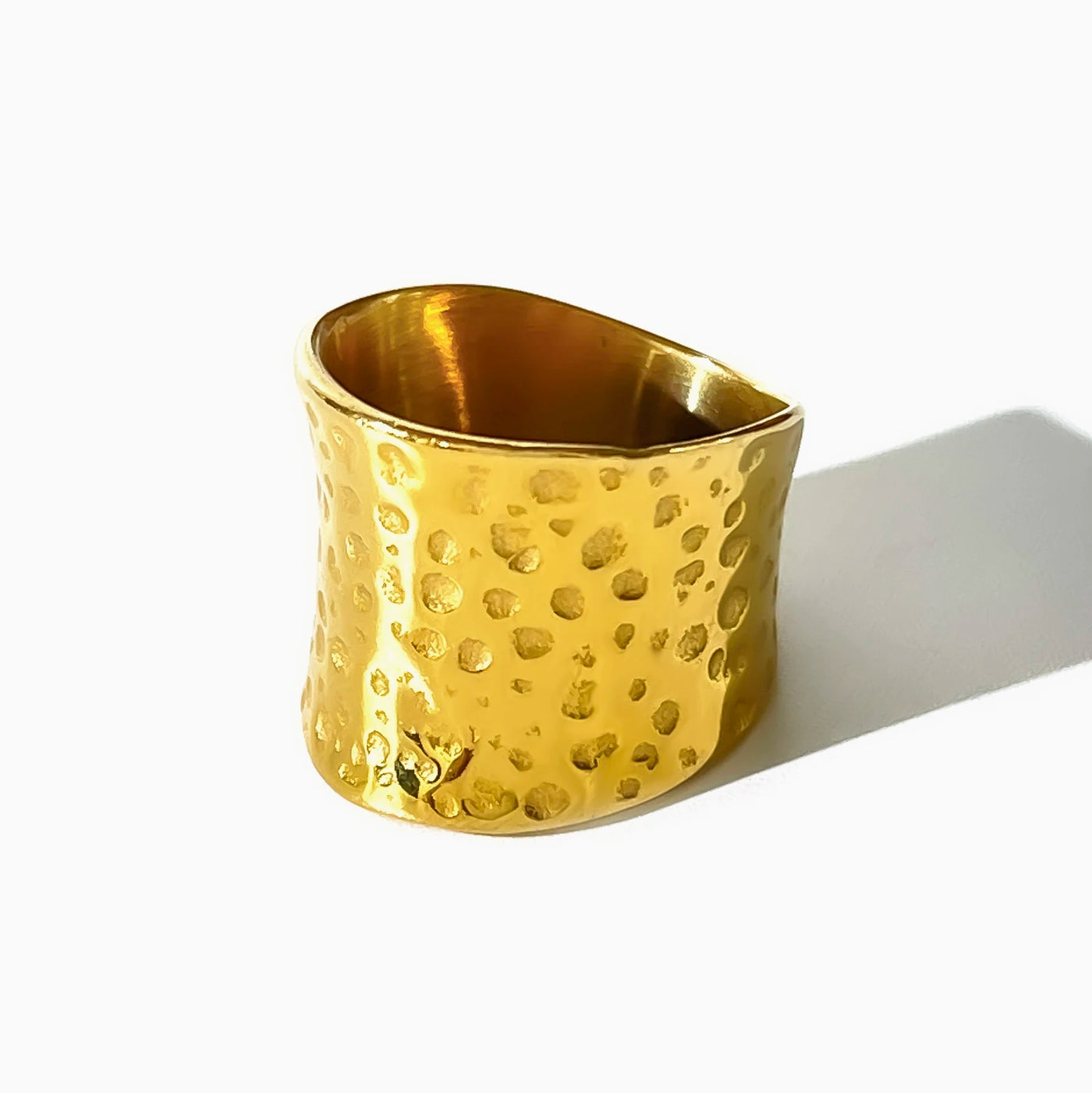 Hammered Concave Band Ring