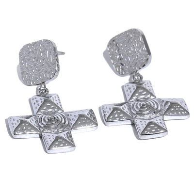 Square Cross Drop Earrings