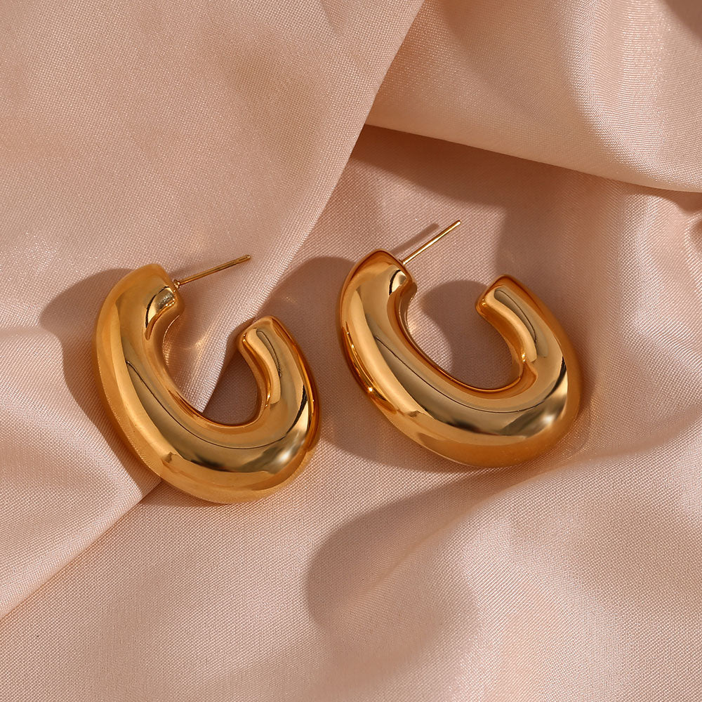 Oval Thick Stainless Steel Hoops