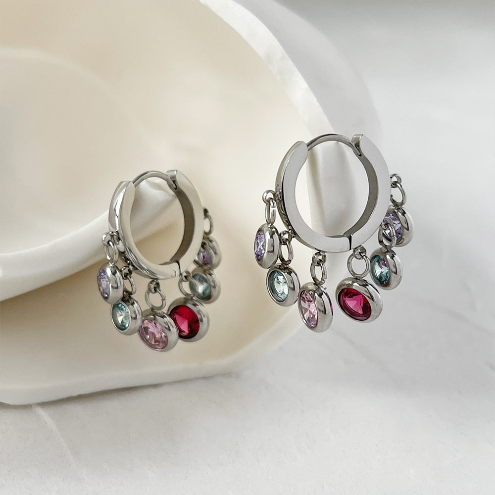 CZ Bezel Hoops