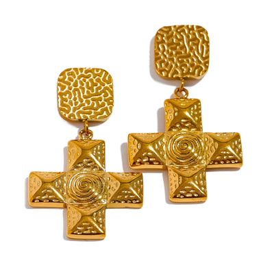 Square Cross Drop Earrings