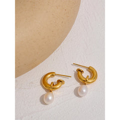 Natural Pearl Charm Drop Earrings