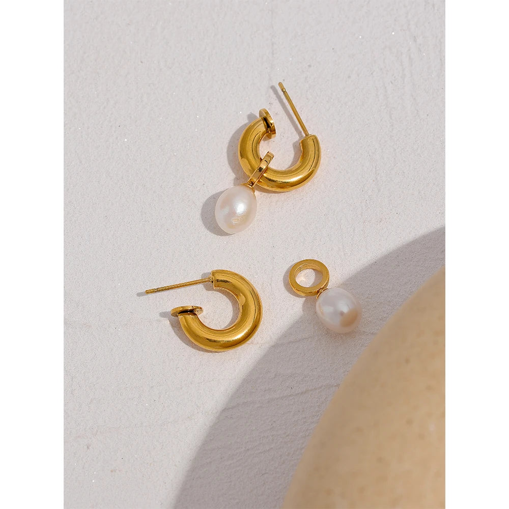 Natural Pearl Charm Drop Earrings