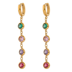 CZ Bezel Long Earrings