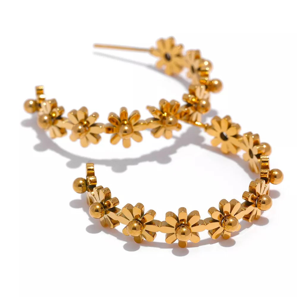 Flower Hoop Earrings