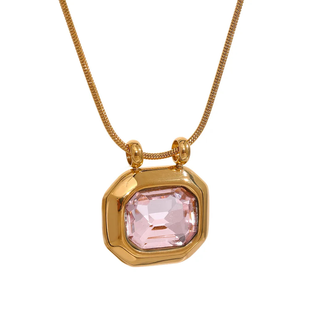 CZ Square Pendant Necklace